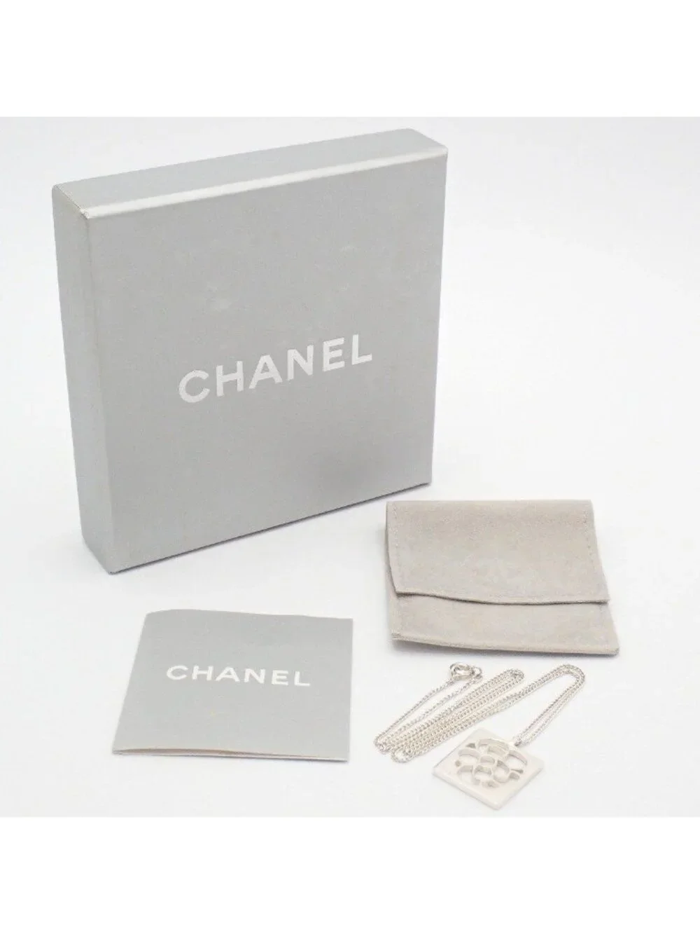 Chanel Camellia Square Plate Necklace 925 Sterling Silver Pawn